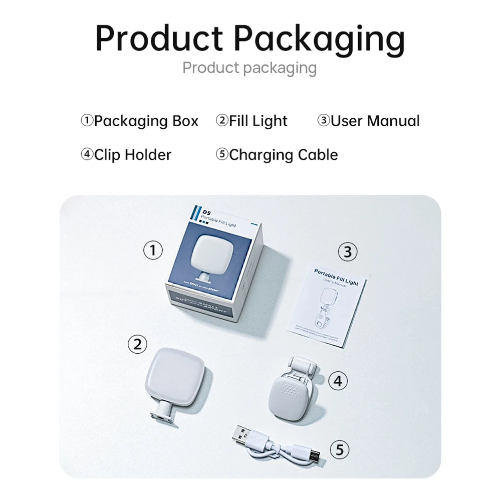 Portable LED Selfie Light Camera Mini Fill Light Rechargeable Phone Night Lights USB Clamp Lamp For Laptop Tablet TikTok Video