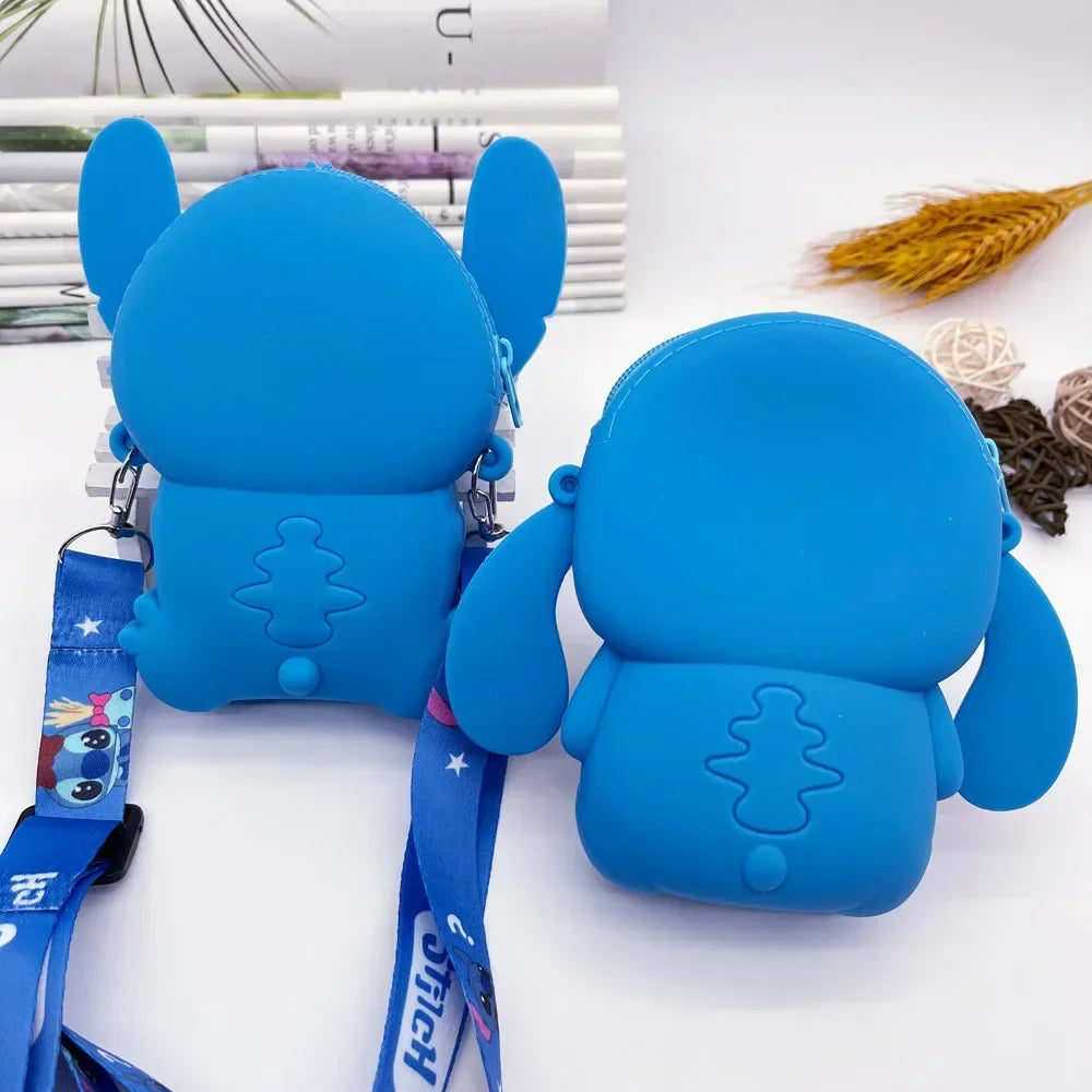 Stitch children's bag, cute cartoon silicone bag, boys' crossbody coin purse, daily versatile waterproof bag