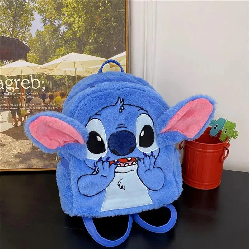 Disney New Cartoon Stitch Plush Children's School Bag Kindergarten Cute Fashion Color Blocking Backpack