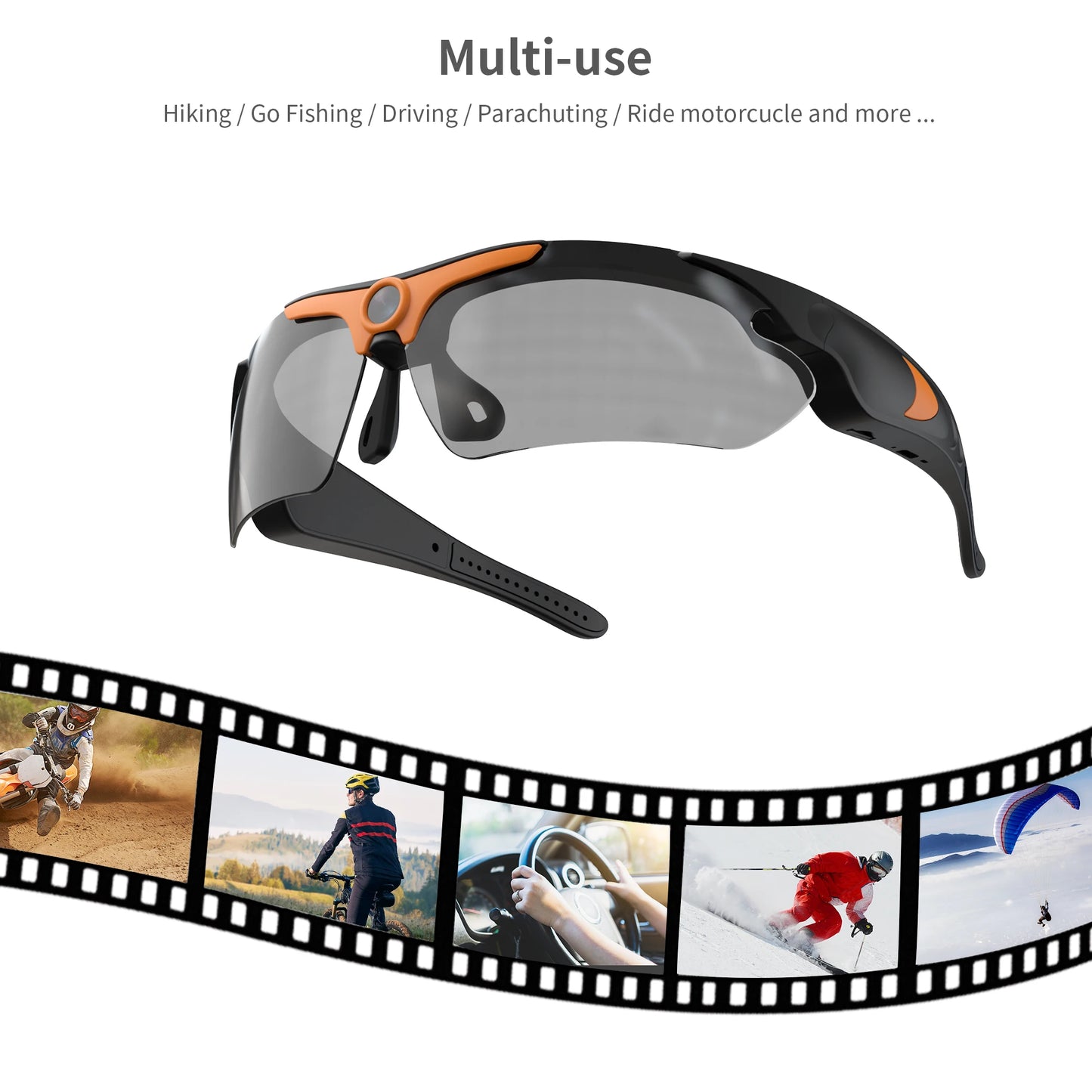 HD 1080P Glasses Mini Camera Outdoor Bicycle Motorcycle Security Protection Sunglasses Video Camera Polarized Lens Sports Cam