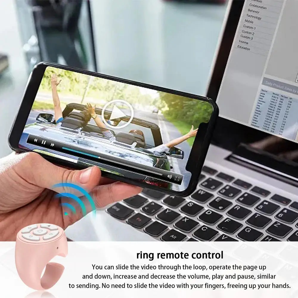 Finger Remote Control Scrolling Ring Tiktoks Remote Mobile Phone Video Remote Control Selfie Stick Camera Bluetoothcompatible ﻿