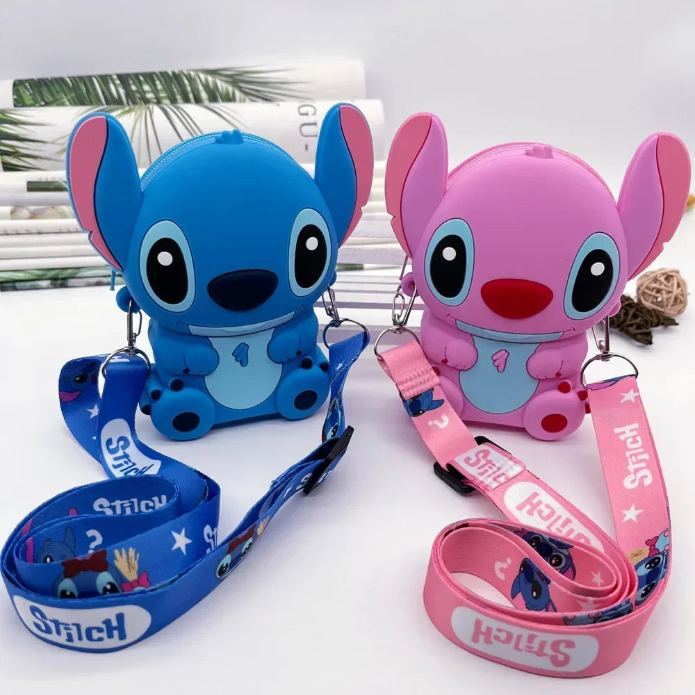 Stitch children's bag, cute cartoon silicone bag, boys' crossbody coin purse, daily versatile waterproof bag