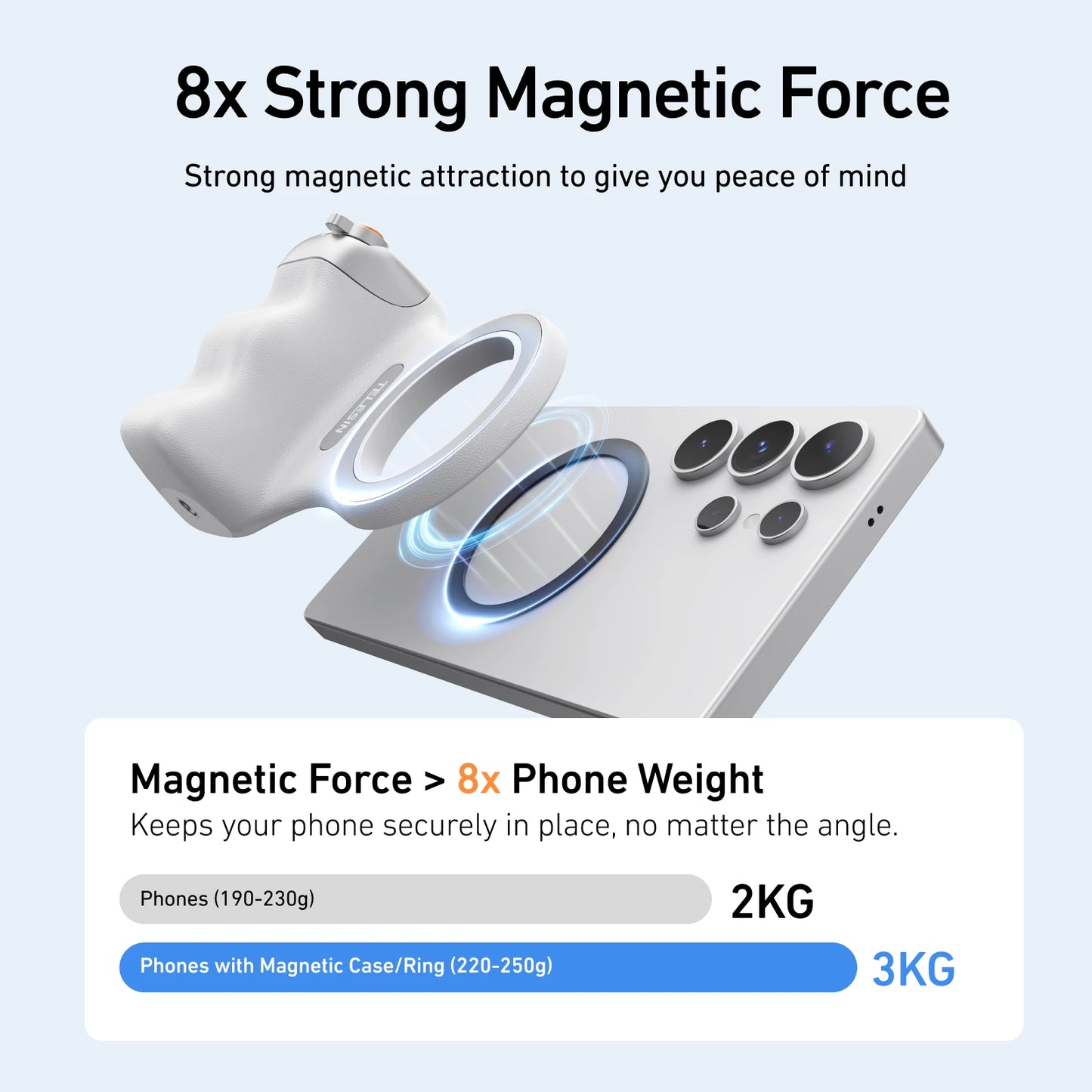 TELESIN Magnetic Phone Camera Shoot Hand Grip Phone Holder Shooting Aid Remote Control Handle for Iphone HUAWEI SAMSUNG Phone