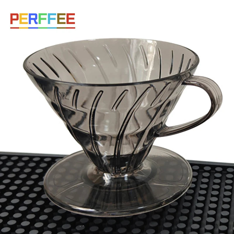 Coffee Dripper Plastic Coffee Filter Cup V shaped 60 Coffee Funnel Spiral Hand Filter Cup Coffee Hand Drip 01/02 Dripper 1-4Cups
