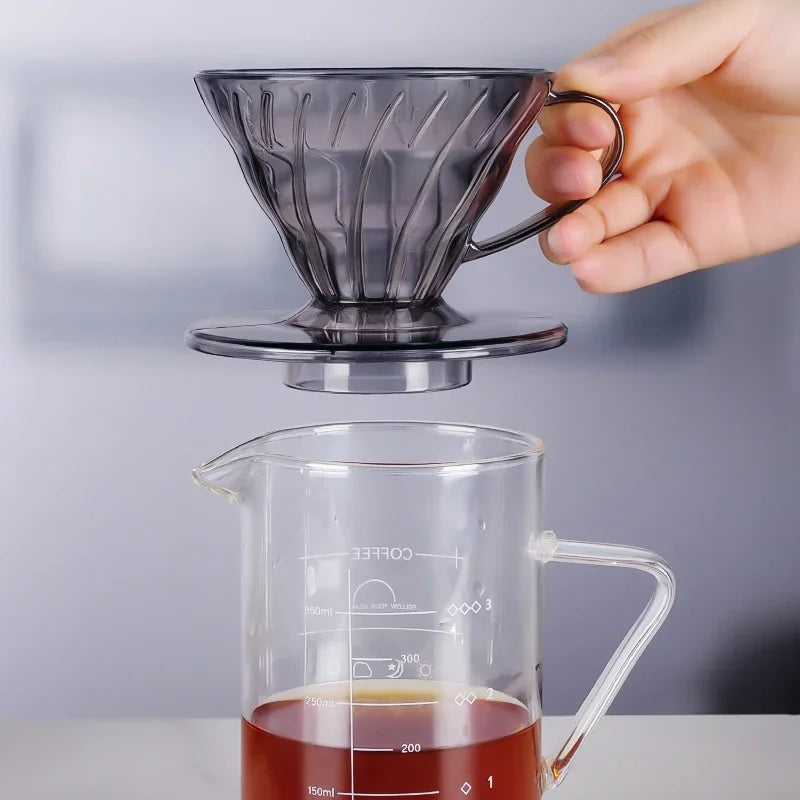 Coffee Dripper Plastic Coffee Filter Cup V shaped 60 Coffee Funnel Spiral Hand Filter Cup Coffee Hand Drip 01/02 Dripper 1-4Cups