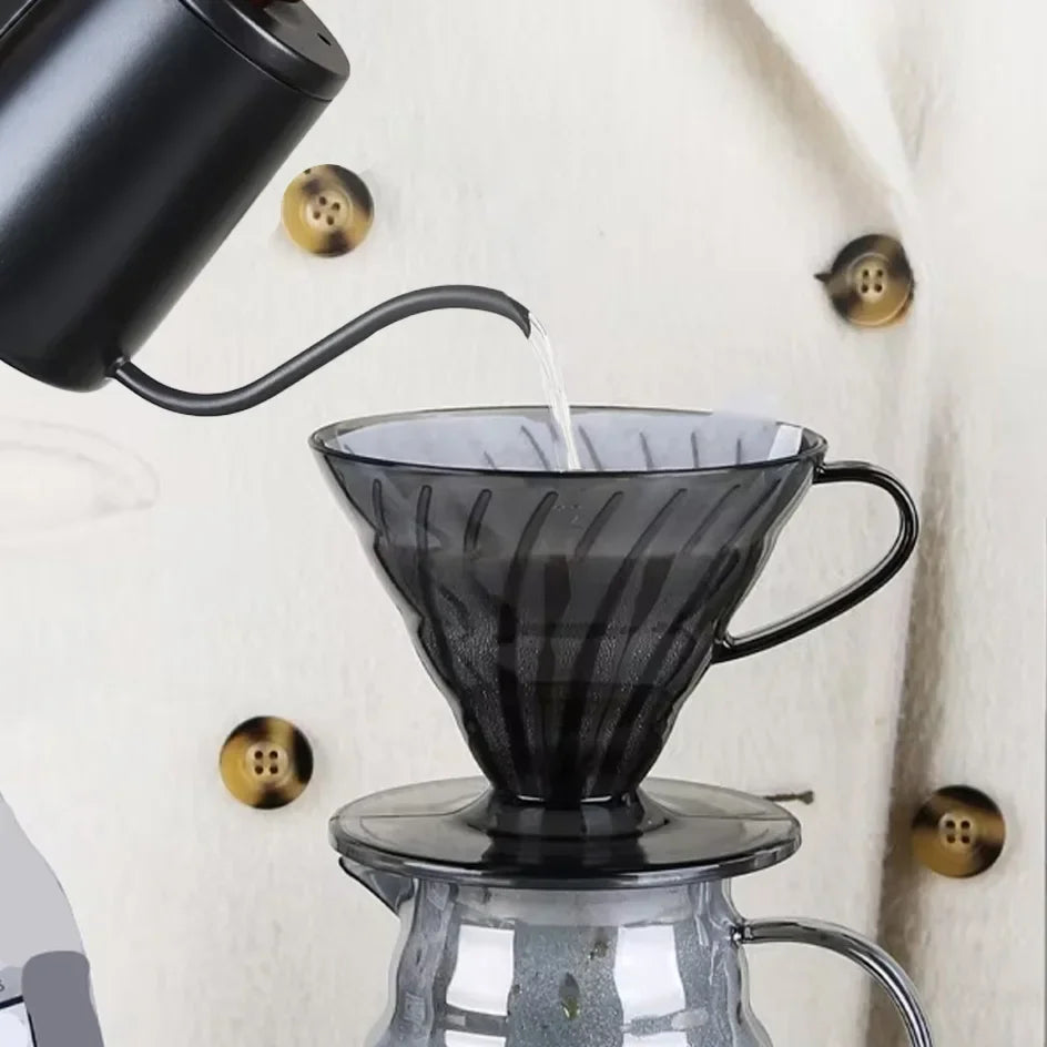 Coffee Dripper Plastic Coffee Filter Cup V shaped 60 Coffee Funnel Spiral Hand Filter Cup Coffee Hand Drip 01/02 Dripper 1-4Cups