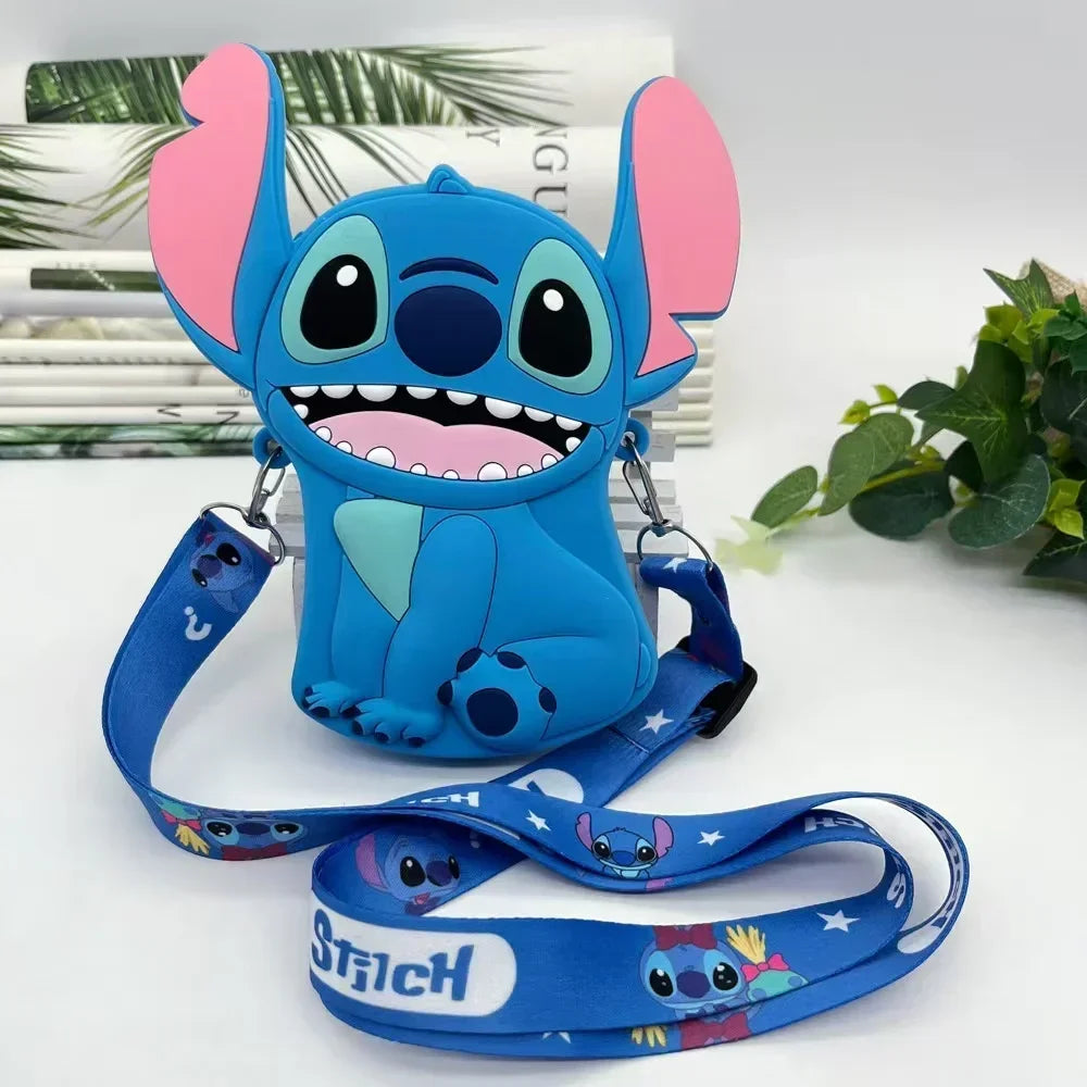 Stitch children's bag, cute cartoon silicone bag, boys' crossbody coin purse, daily versatile waterproof bag