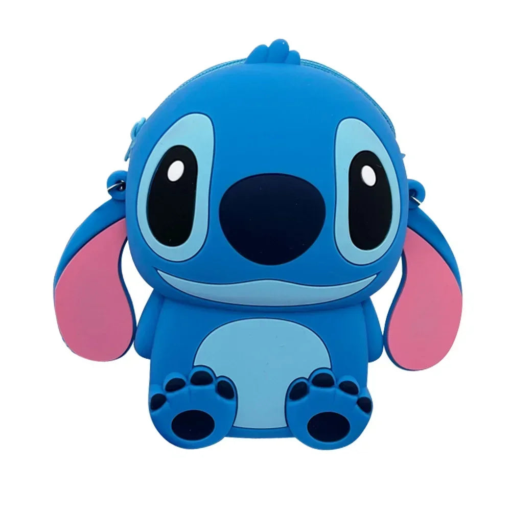 Stitch children's bag, cute cartoon silicone bag, boys' crossbody coin purse, daily versatile waterproof bag