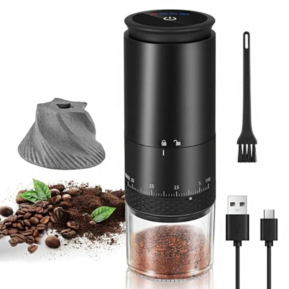 New 1500mAh Electric Coffee Grinder Externally Adjustable Type-C Charging Coffee Burr Grinder Bean Grinding Machine Coffee Maker
