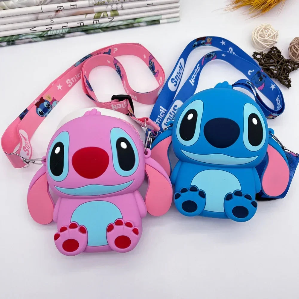 Stitch children's bag, cute cartoon silicone bag, boys' crossbody coin purse, daily versatile waterproof bag