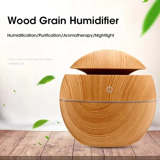 Mini Imitation Wood Sonic Humidifier USB Aromatherapy Essential Oil Diffuser Home Air Humidifier Desktop Woodgrain Humidifier