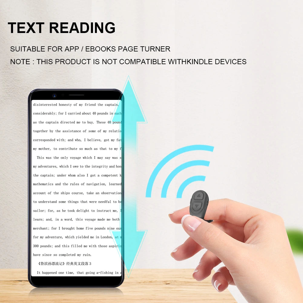 For Tiktok Fingertip Remote Scrolling Ring Wireless Camera Shutter Selfie Button Bluetooth 5.0 With Phone Stand For TIK Tok
