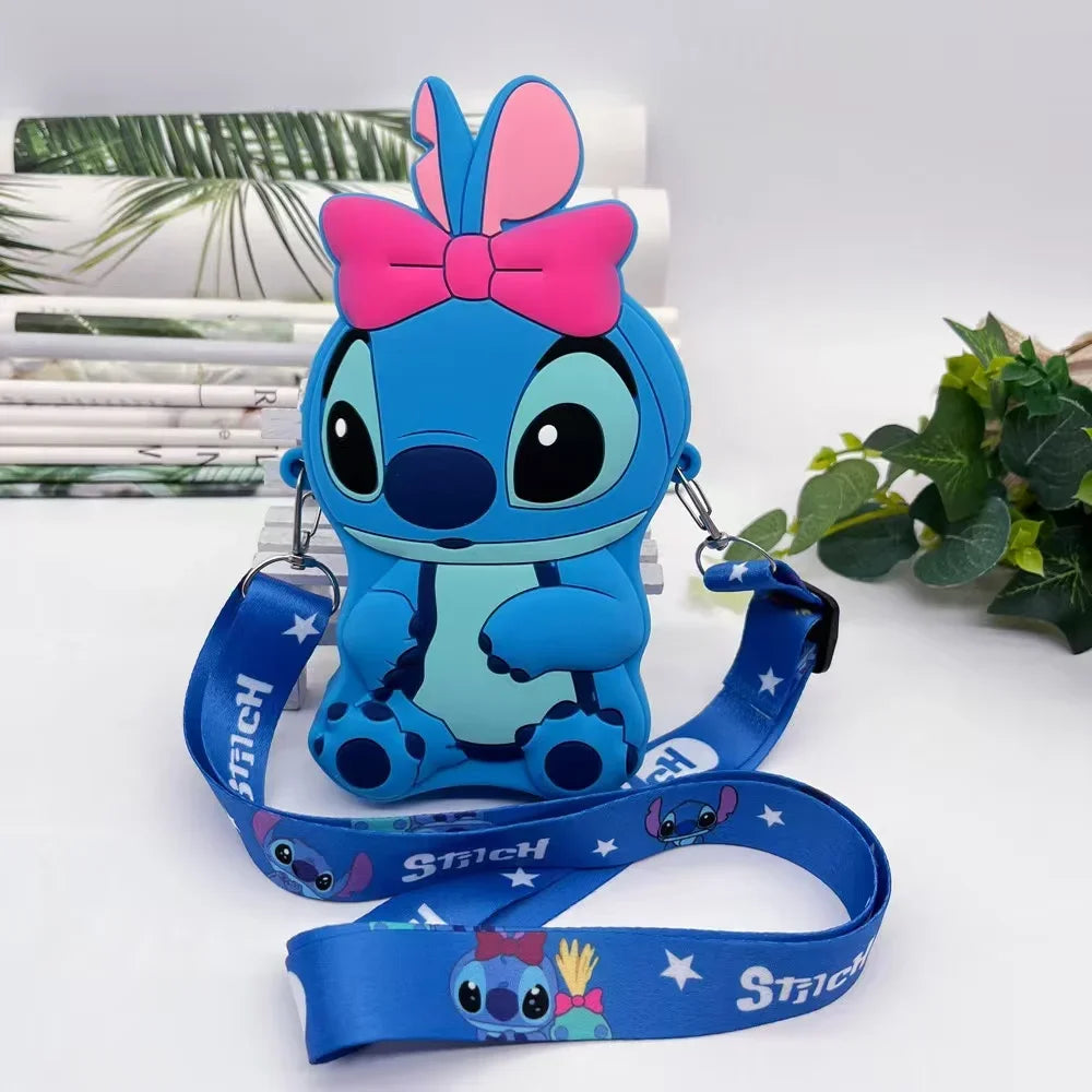 Stitch children's bag, cute cartoon silicone bag, boys' crossbody coin purse, daily versatile waterproof bag