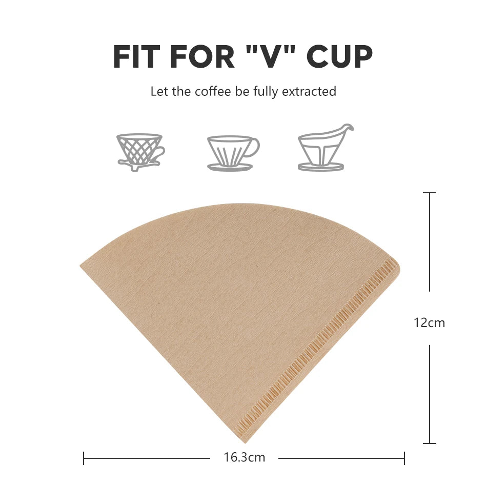 50/100Pcs Wooden Original Hand Drip Paper Coffee Filter Espresso Coffee Filters for V-60 Dripper Filters Paper
