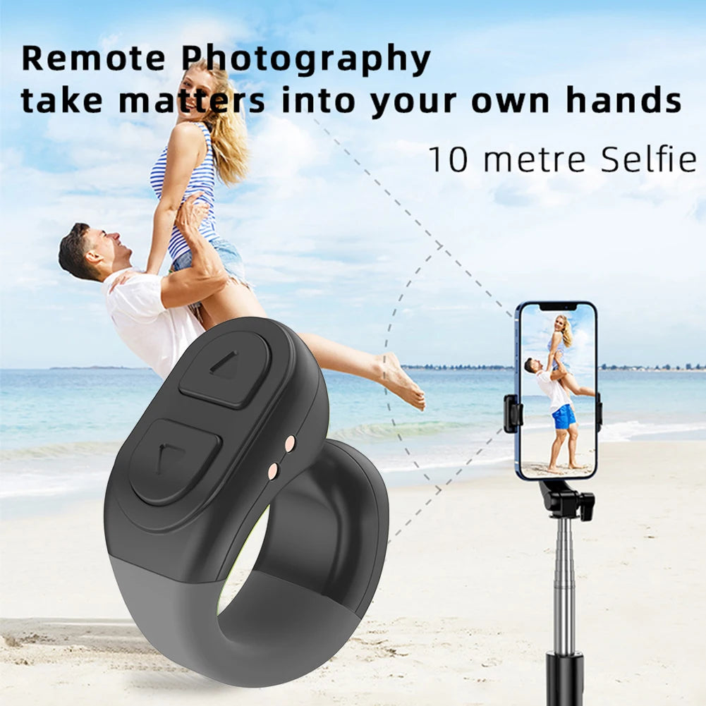 For Tiktok Fingertip Remote Scrolling Ring Wireless Camera Shutter Selfie Button Bluetooth 5.0 With Phone Stand For TIK Tok