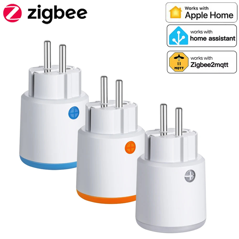 Haozee Smart Zigbee Plug Socket 3680W 16A Power Energy Monitoring Timer Switch EU Outlet Home Assistant Zigbee2mqtt